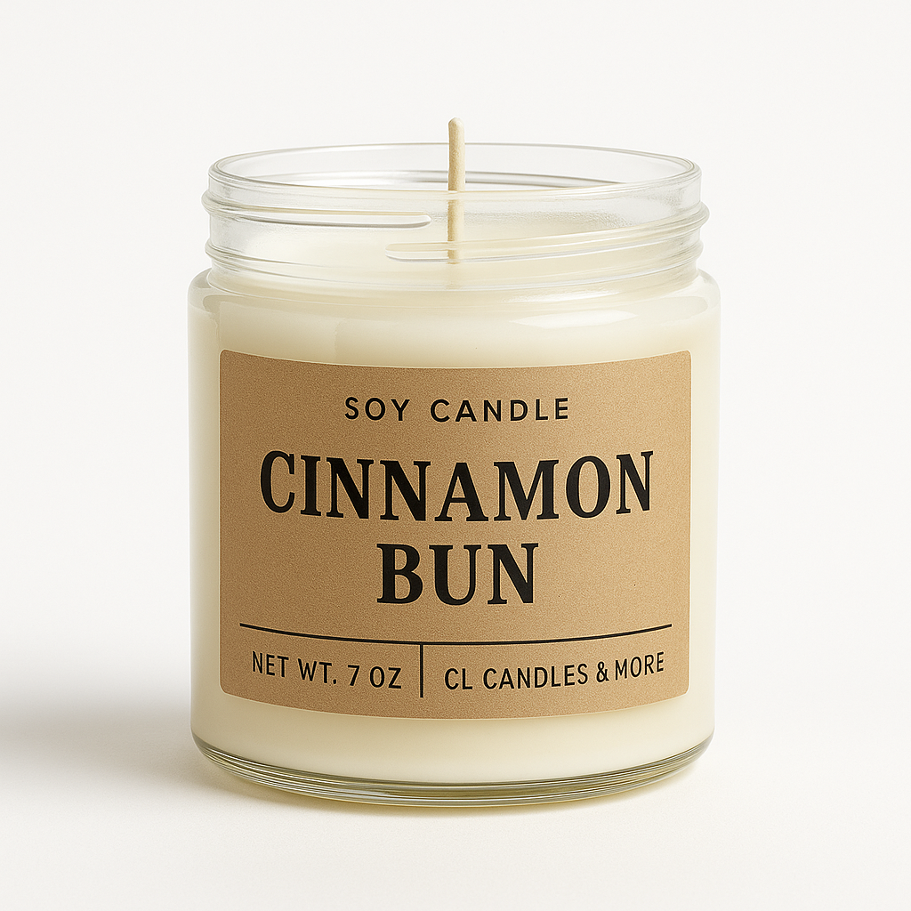 7oz Cinnamon Bun Soy Candle – Hand Poured, Bakery-Inspired Farmhouse Style