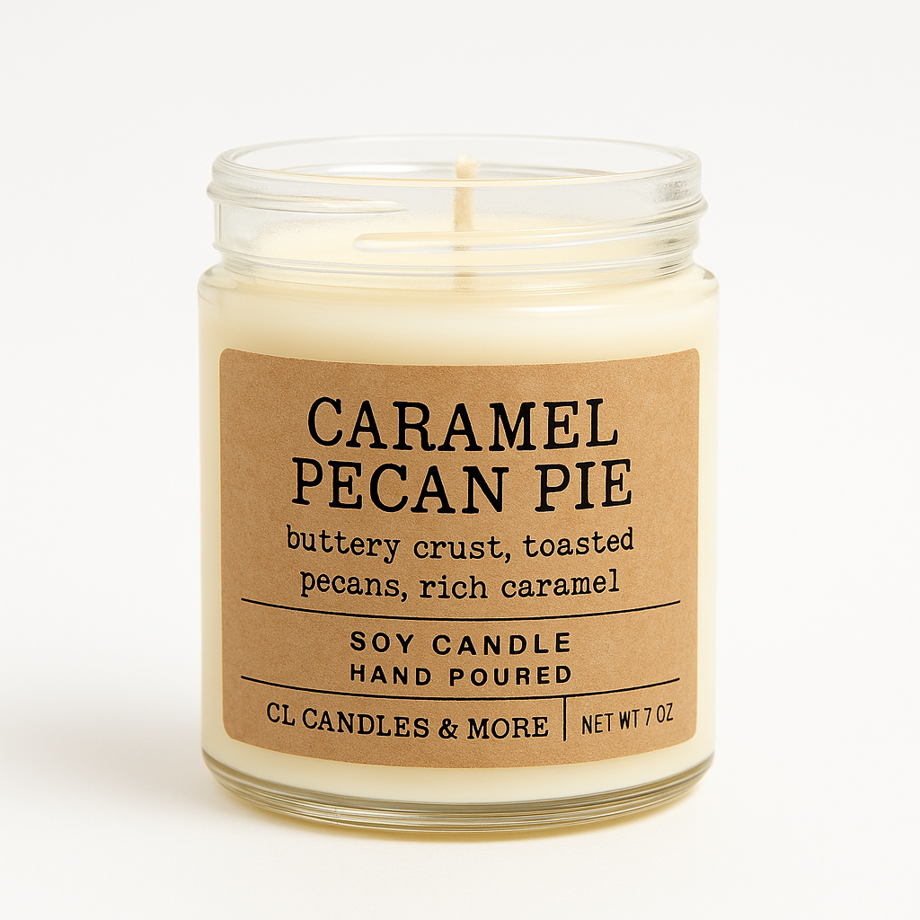 7oz Caramel Pecan Pie Soy Candle – Hand Poured, Bakery-Inspired Farmhouse Style