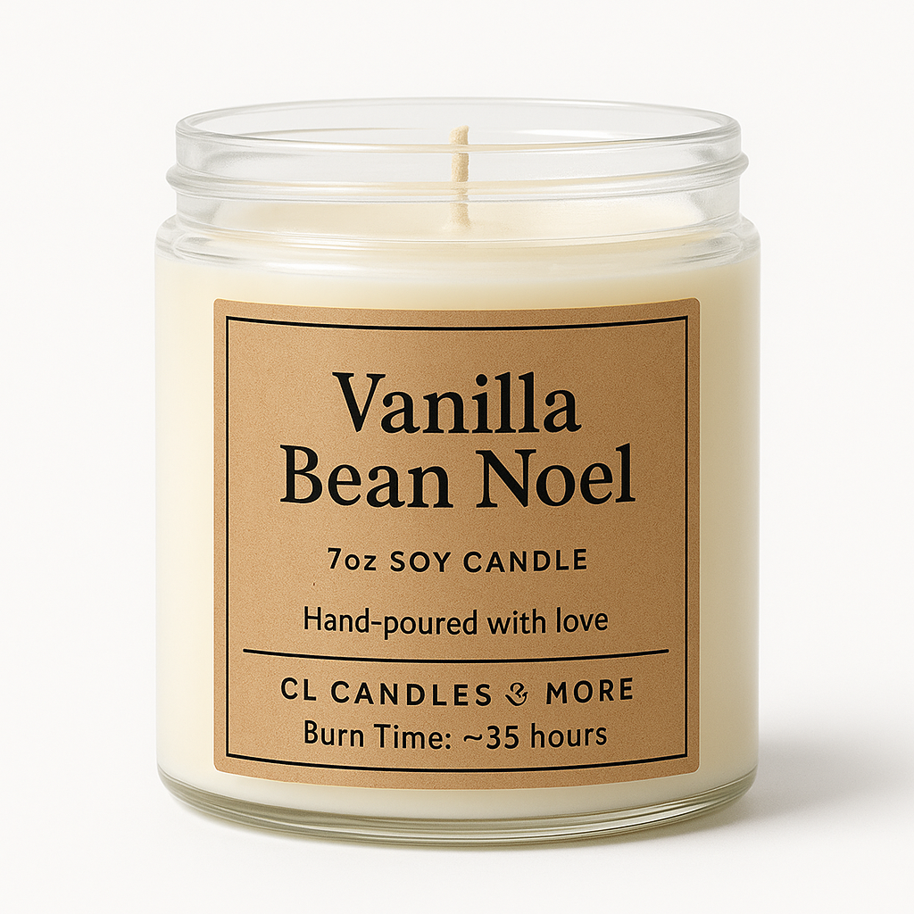 7oz Vanilla Bean Noel Soy Candle – Hand Poured, Cozy Holiday Farmhouse Style
