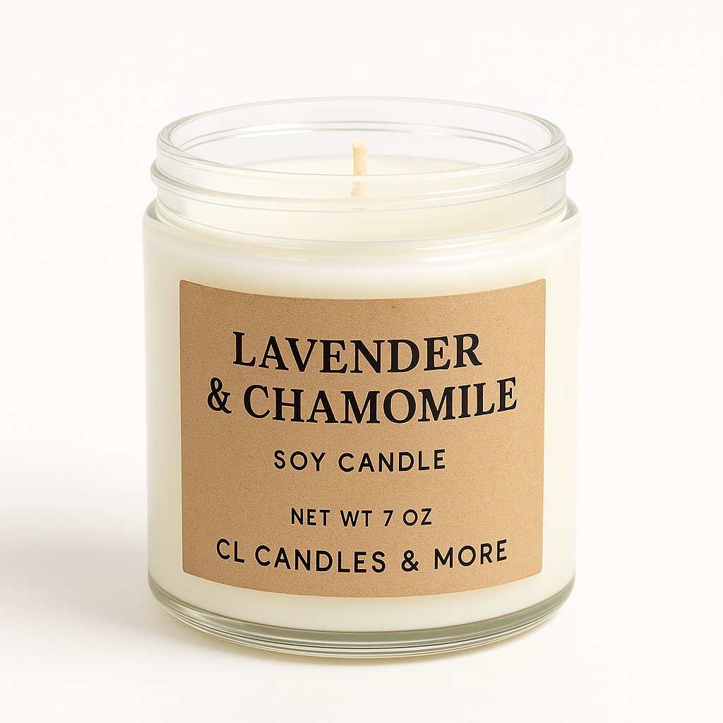 7oz Lavender & Chamomile Soy Candle – Hand Poured, Relaxing Farmhouse Style