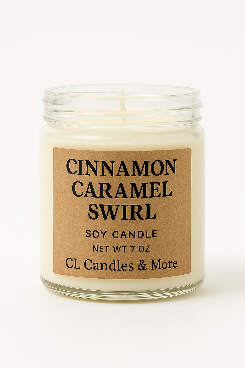 7oz Cinnamon Caramel Swirl Soy Candle – Hand Poured, Bakery-Inspired Farmhouse Style