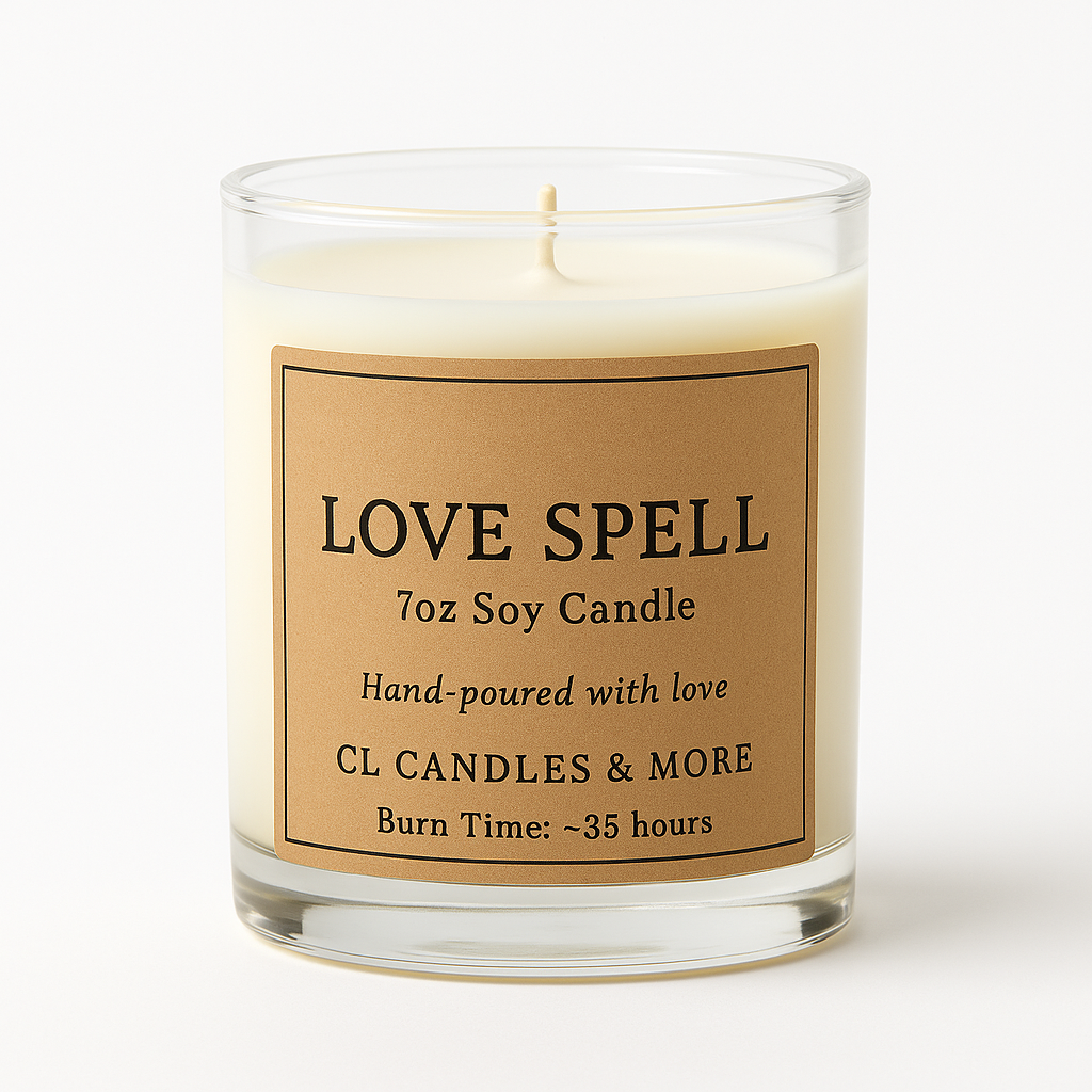 7oz Love Spell Soy Candle – Hand Poured, Romantic Floral & Fruity Scent