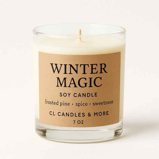 7oz Winter Magic Soy Candle – Hand Poured, Festive Holiday Farmhouse Style