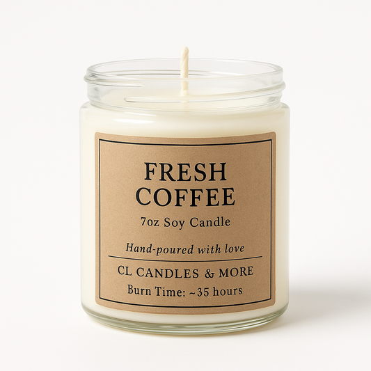 7oz Fresh Coffee Soy Candle – Hand Poured, Cozy Farmhouse Café Style
