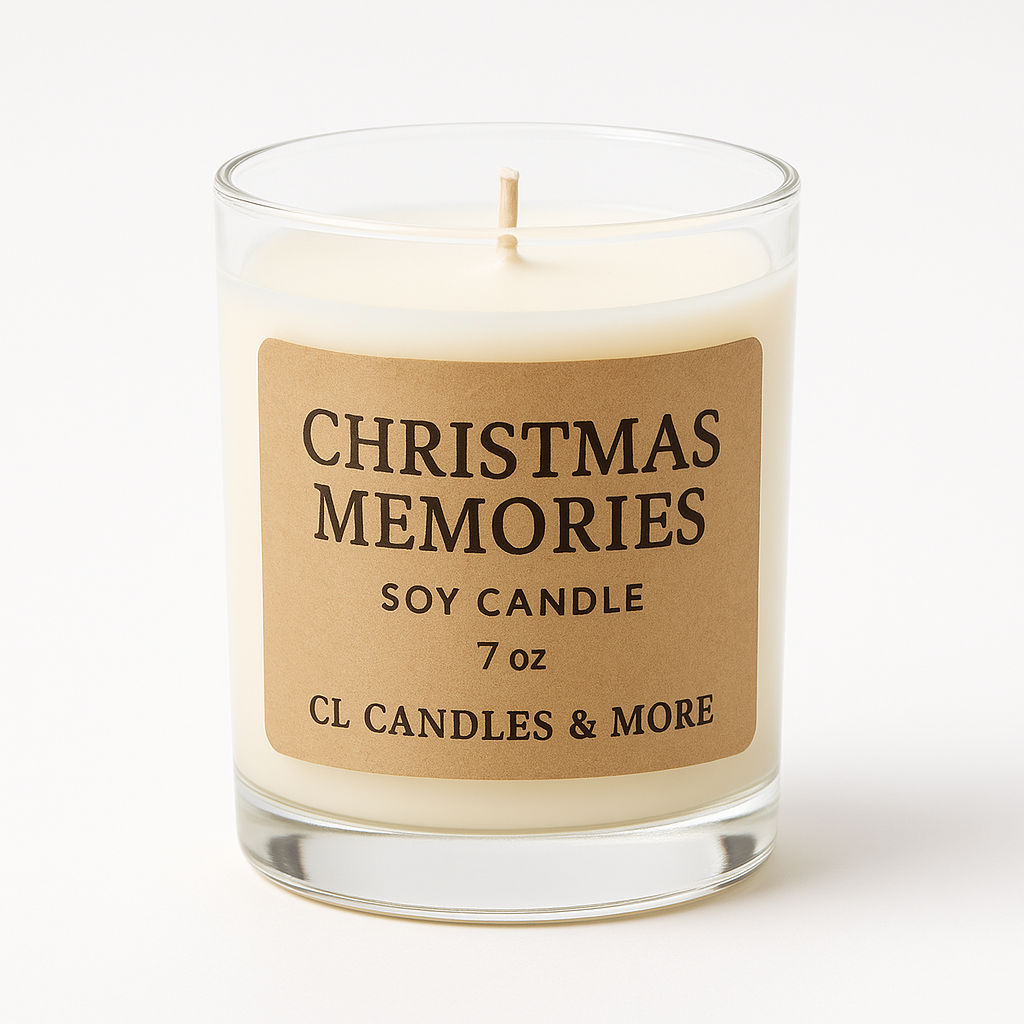 7oz Christmas Memories Soy Candle – Hand Poured, Holiday Farmhouse Style