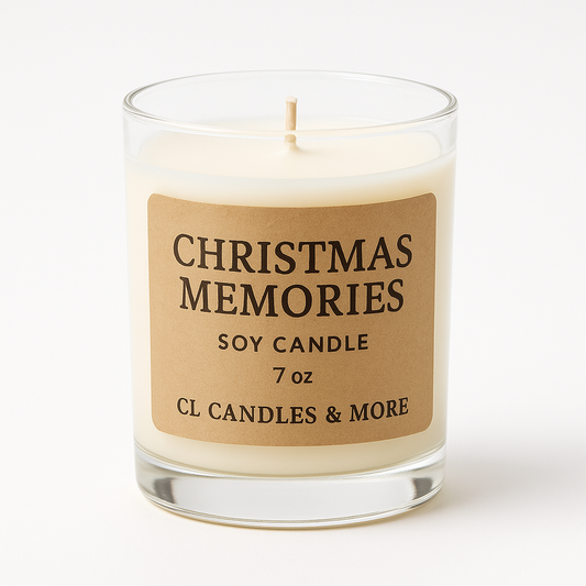 7oz Christmas Memories Soy Candle – Hand Poured, Holiday Farmhouse Style