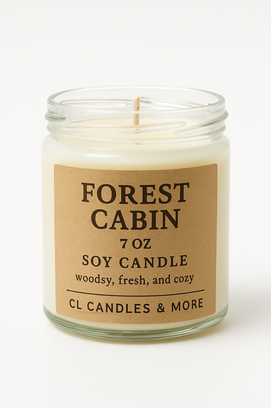 7oz Forest Cabin Soy Candle – Hand Poured, Woodsy Farmhouse Style