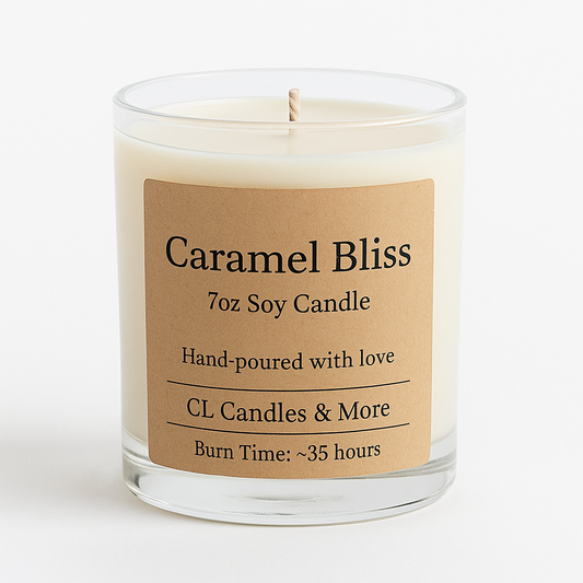 7oz Caramel Bliss Soy Candle – Hand Poured, Cozy Farmhouse Style