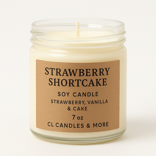 7oz Strawberry Shortcake Soy Candle – Hand Poured, Sweet Bakery Farmhouse Style