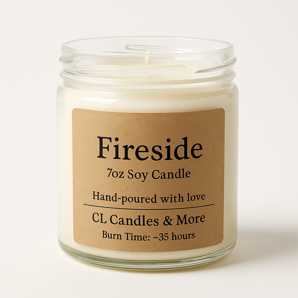 7oz Fireside Soy Candle – Hand Poured, Rustic Farmhouse Style