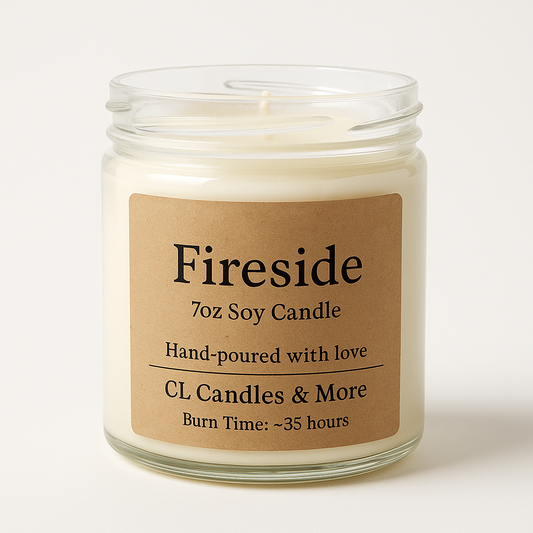 7oz Fireside Soy Candle – Hand Poured, Rustic Farmhouse Style