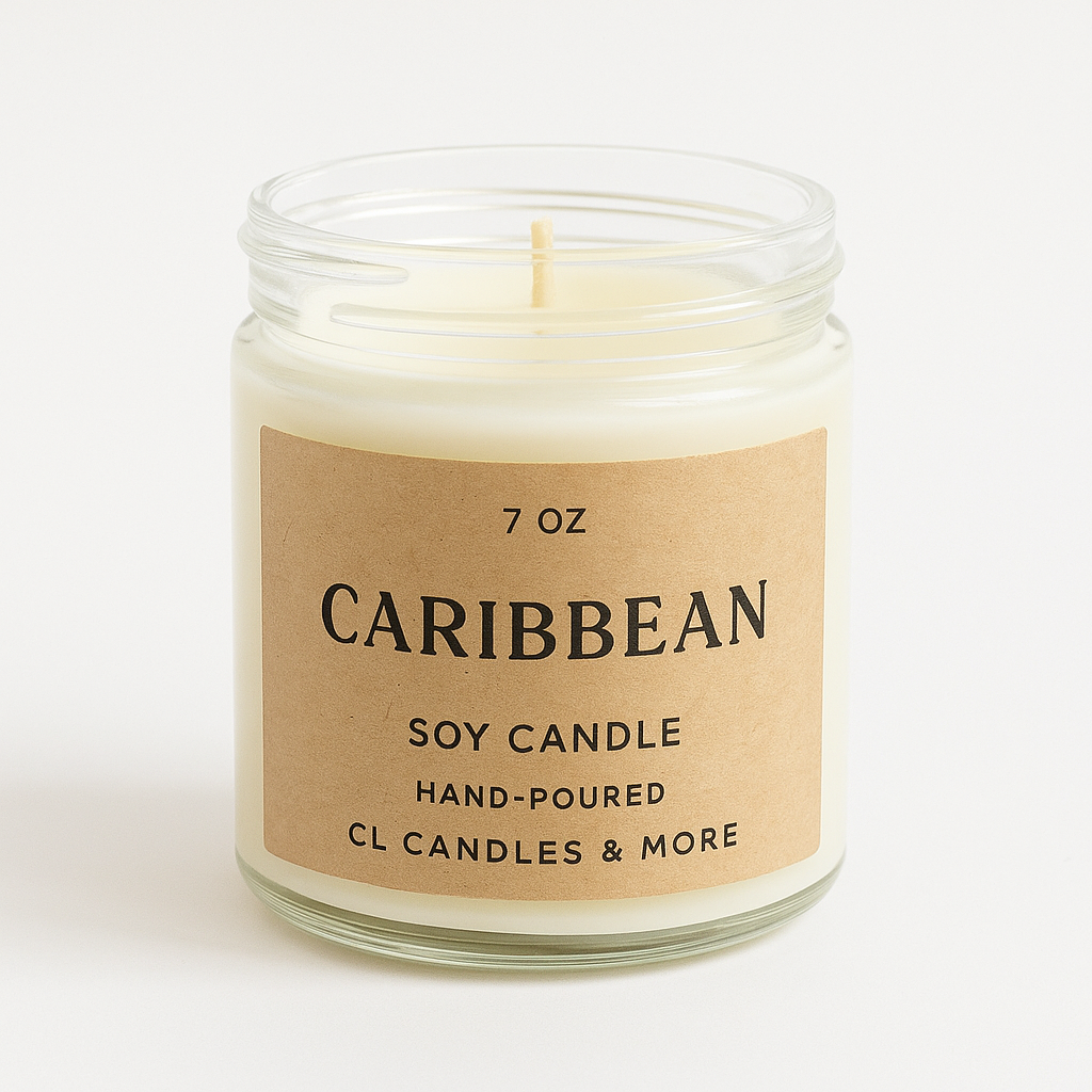 7oz Caribbean Soy Candle – Hand Poured, Tropical Farmhouse Style