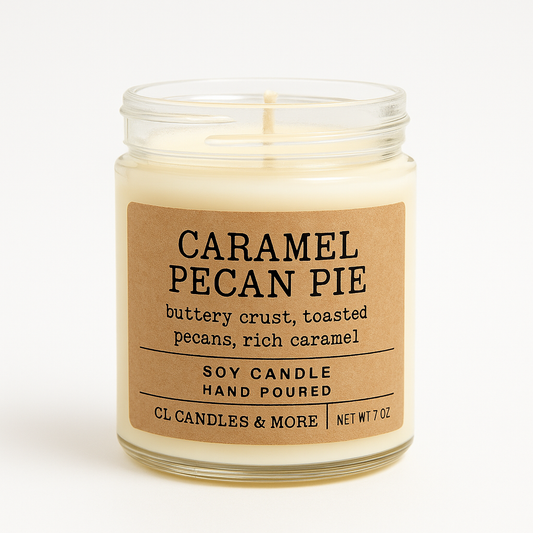 7oz Caramel Pecan Pie Soy Candle – Hand Poured, Bakery-Inspired Farmhouse Style
