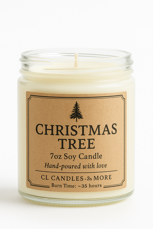 7oz Christmas Tree Soy Candle – Hand Poured Holiday Farmhouse Candle