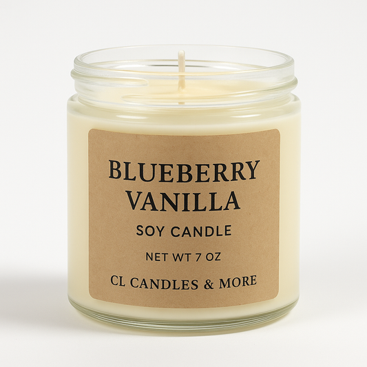 7oz Blueberry Vanilla Soy Candle – Hand Poured, Sweet Farmhouse Style