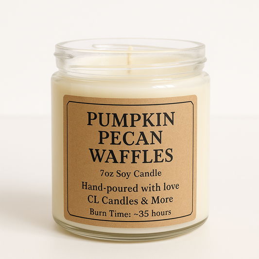7oz Pumpkin Pecan Waffles Soy Candle – Hand Poured, Cozy Fall Bakery Scent