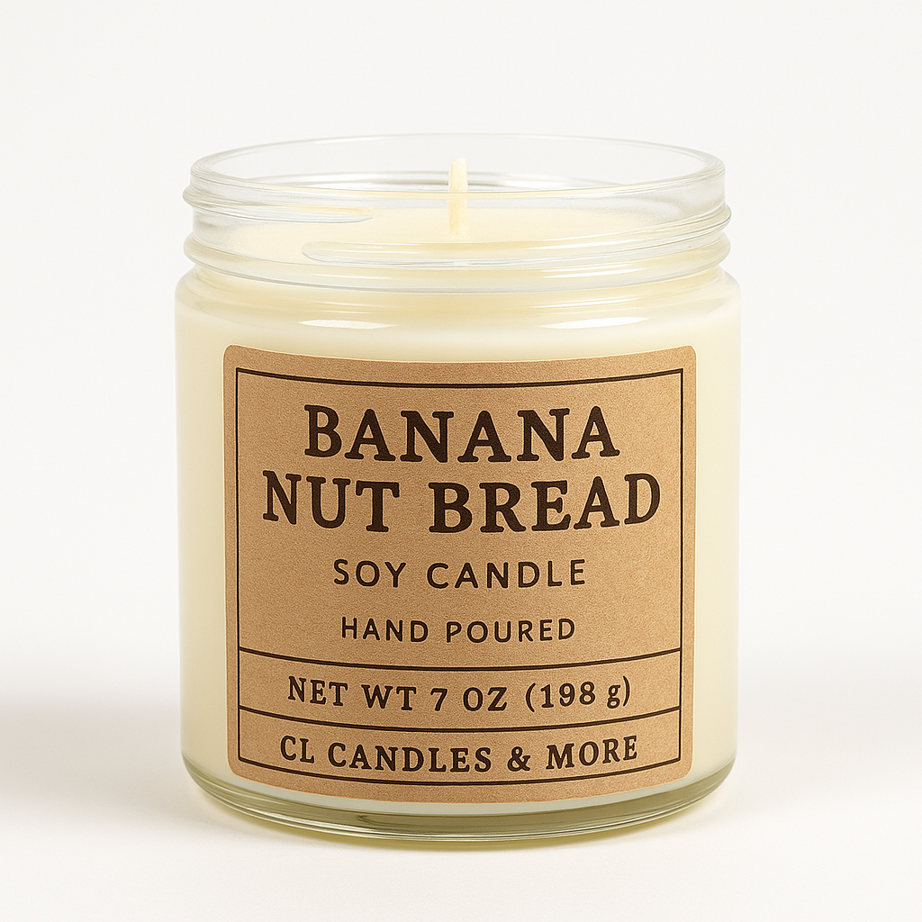 7oz Banana Nut Bread Soy Candle – Hand Poured, Bakery-Inspired Farmhouse Style