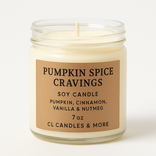 7oz Pumpkin Spice Cravings Soy Candle – Hand Poured, Cozy Fall Farmhouse Style