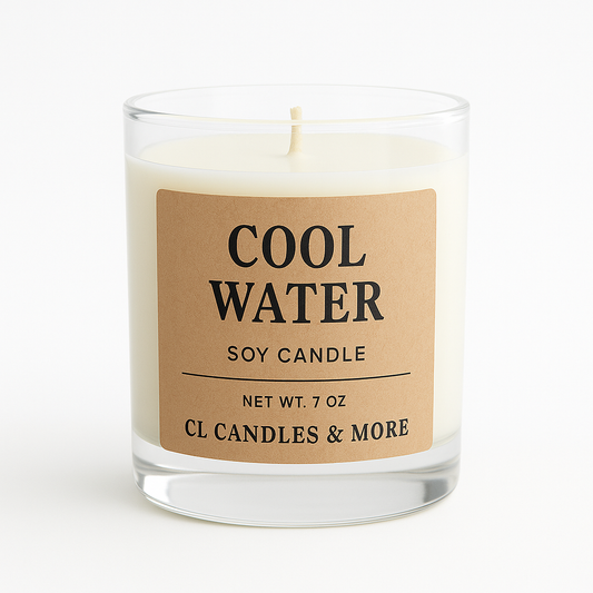 7oz Cool Water Soy Candle – Hand Poured, Fresh Farmhouse Style