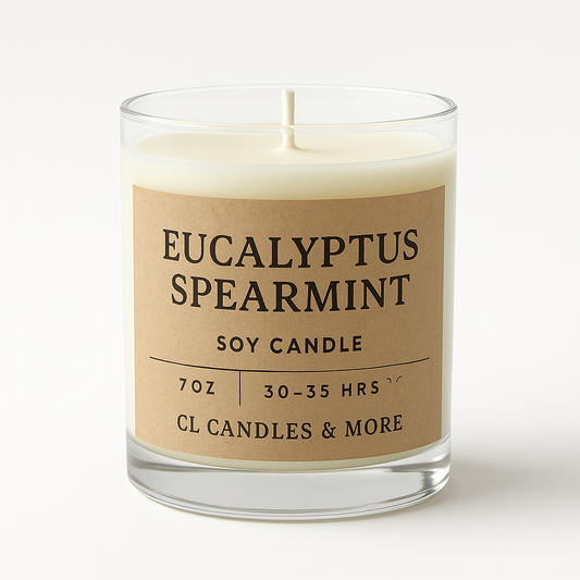 7oz Eucalyptus Spearmint Soy Candle – Hand Poured, Fresh Spa Farmhouse Style