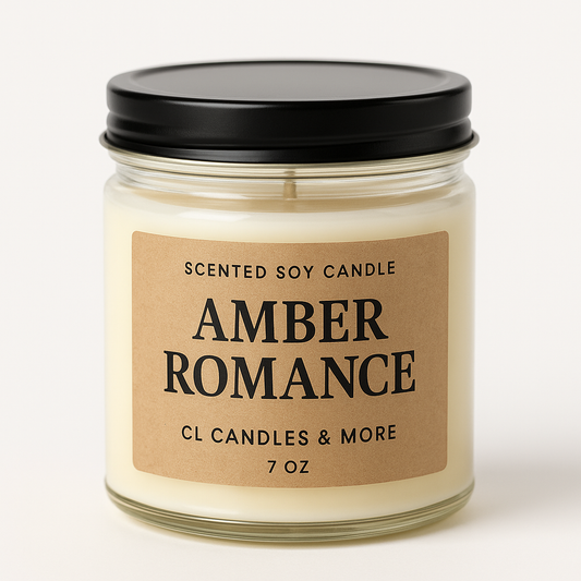 7oz Amber Romance Soy Candle – Hand Poured, Elegant Farmhouse Style
