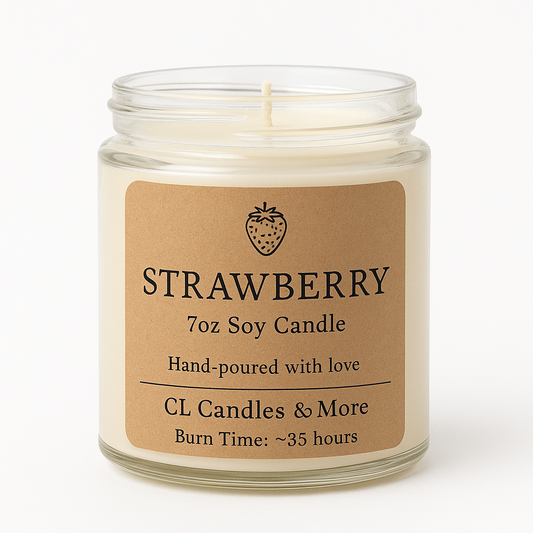 7oz Strawberry Soy Wax Candle – Hand Poured, Clean Burn, Farmhouse Style