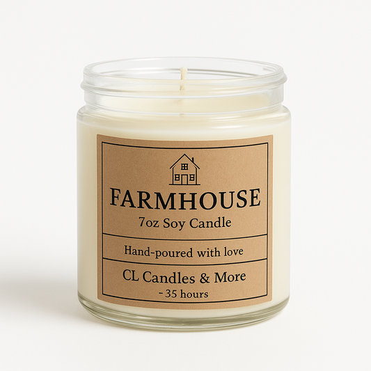 7oz Farmhouse Soy Candle – Hand Poured Rustic Charm