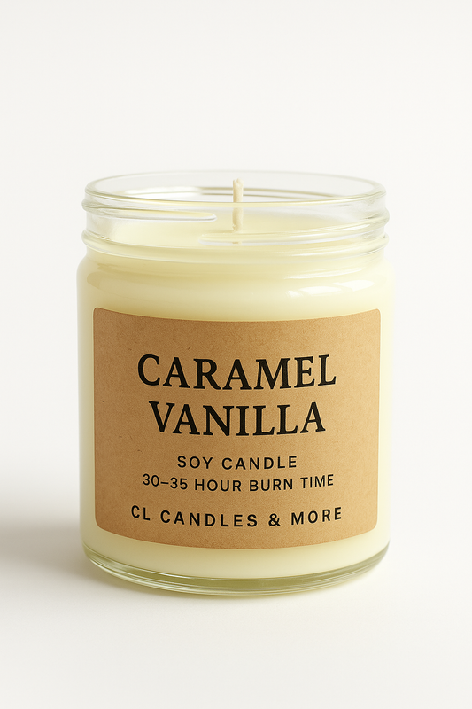 7oz Caramel Vanilla Soy Candle – Hand Poured, Sweet Cozy Farmhouse Style