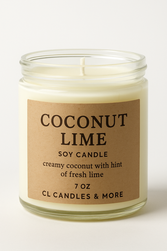 7oz Coconut Lime Soy Candle – Hand Poured, Tropical Farmhouse Style