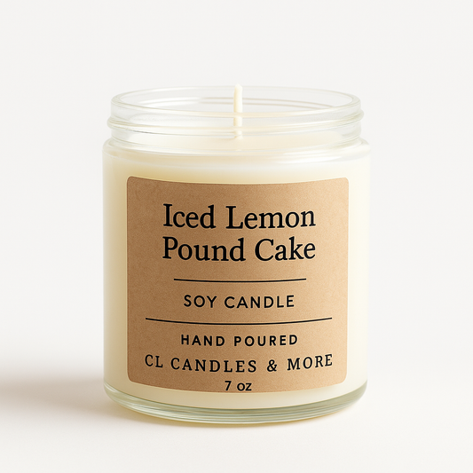 7oz Iced Lemon Pound Cake Soy Candle – Hand Poured, Bakery-Inspired Farmhouse Style