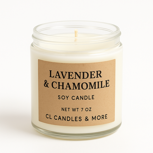 7oz Lavender & Chamomile Soy Candle – Hand Poured, Relaxing Farmhouse Style