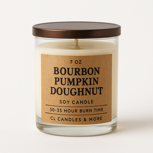 7oz Bourbon Pumpkin Doughnut Soy Candle – Hand Poured, Cozy Fall Farmhouse Style