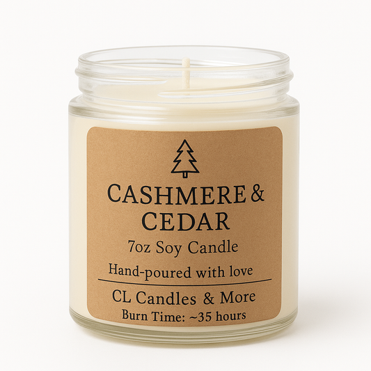 7oz Cashmere & Cedar Soy Candle – Hand Poured, Cozy Farmhouse Style