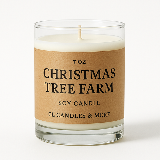 7oz Christmas Tree Farm Soy Candle – Hand Poured, Holiday Farmhouse Style