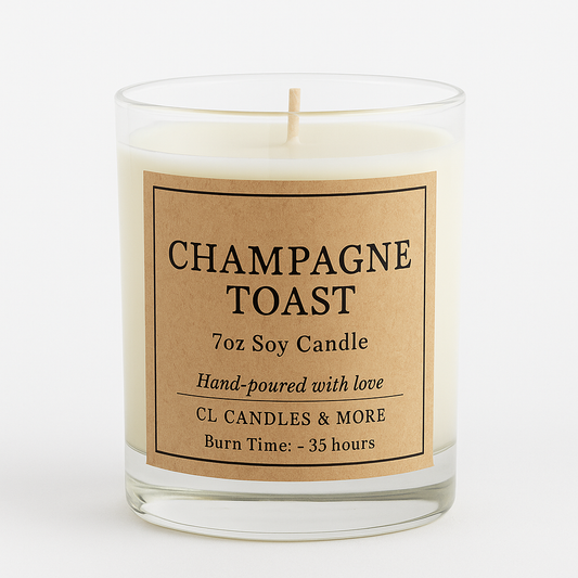 7oz Champagne Toast Soy Candle – Hand Poured, Festive Farmhouse Style