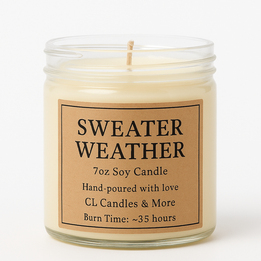 7oz Sweater Weather Soy Candle – Hand Poured, Cozy Fall Farmhouse Style