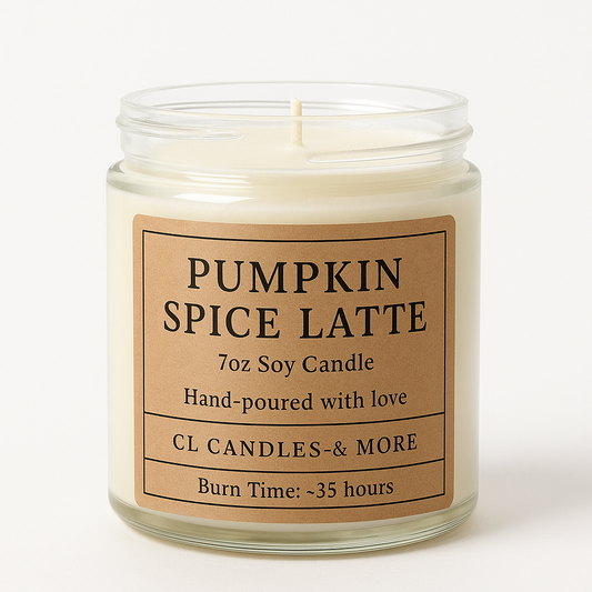 7oz Pumpkin Spice Latte Soy Candle – Hand Poured, Cozy Fall Farmhouse Style