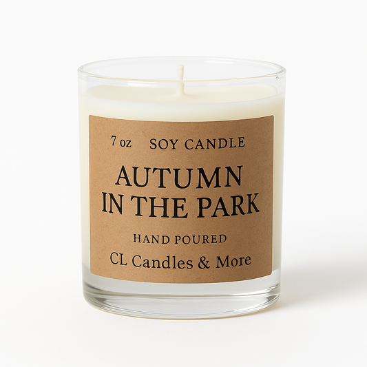7oz Autumn in the Park Soy Candle – Hand Poured, Cozy Fall Farmhouse Style