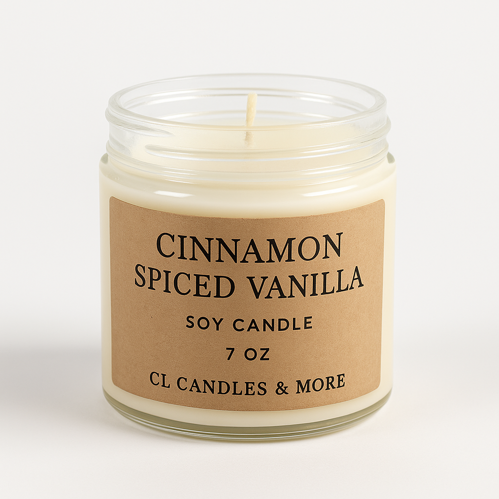 7oz Cinnamon Spiced Vanilla Soy Candle – Hand Poured, Cozy Farmhouse Style