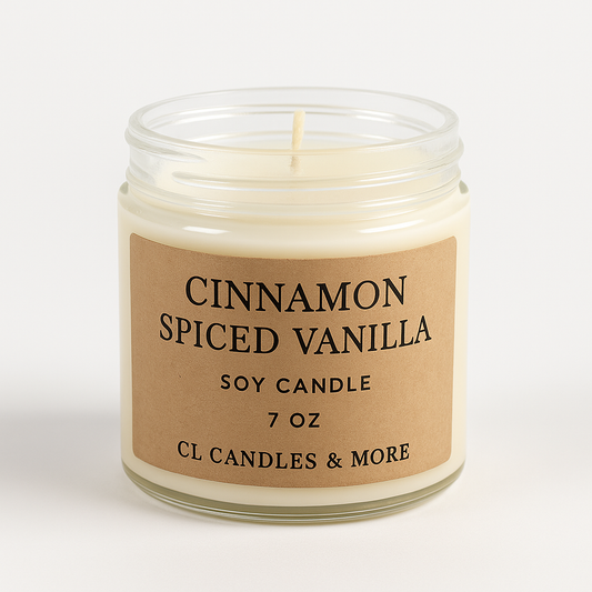 7oz Cinnamon Spiced Vanilla Soy Candle – Hand Poured, Cozy Farmhouse Style