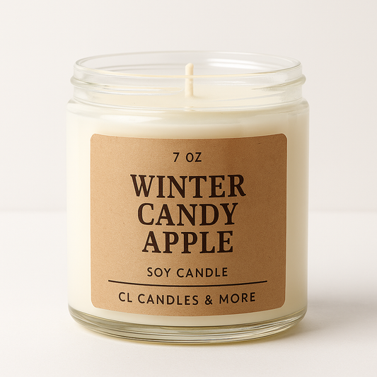 7oz Winter Candy Apple Soy Candle – Hand Poured, Festive Holiday Farmhouse Style