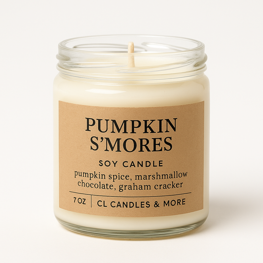 7oz Pumpkin S’mores Soy Candle – Hand Poured, Cozy Fall Farmhouse Style