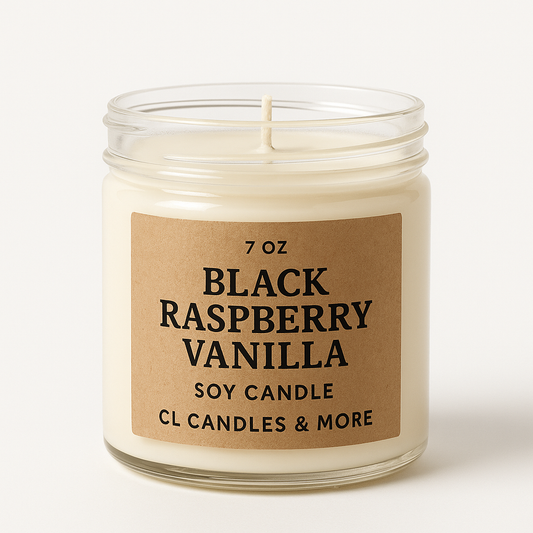 7oz Black Raspberry Vanilla Soy Candle – Hand Poured, Sweet Farmhouse Style