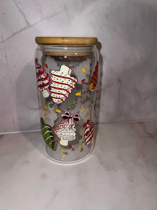 🎄 Christmas Tree 16 oz Glass Tumbler – Holiday Edition